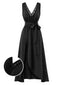 [Prévente] Nuisette noire satin et dentelle dos nu et décolleté plongeant V années 40