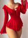 Ensemble 2 Pièces Nuisette Épaules Dénudées Tulle Transparent Années 50