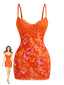 Mini Robe Orange Moulant Floral Dentelle Années 1960