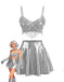 Ensemble Argent Paillettes Frange Années 1950