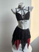 Sleepwear Gothique Spiderweb Filet Halter Crop Lingerie Ensemble Années 1980