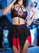Sleepwear Gothique Spiderweb Filet Halter Crop Lingerie Ensemble Années 1980