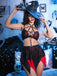 Sleepwear Gothique Spiderweb Filet Halter Crop Lingerie Ensemble Années 1980