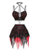 Sleepwear Gothique Spiderweb Filet Halter Crop Lingerie Ensemble Années 1980