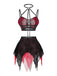 Sleepwear Gothique Spiderweb Filet Halter Crop Lingerie Ensemble Années 1980