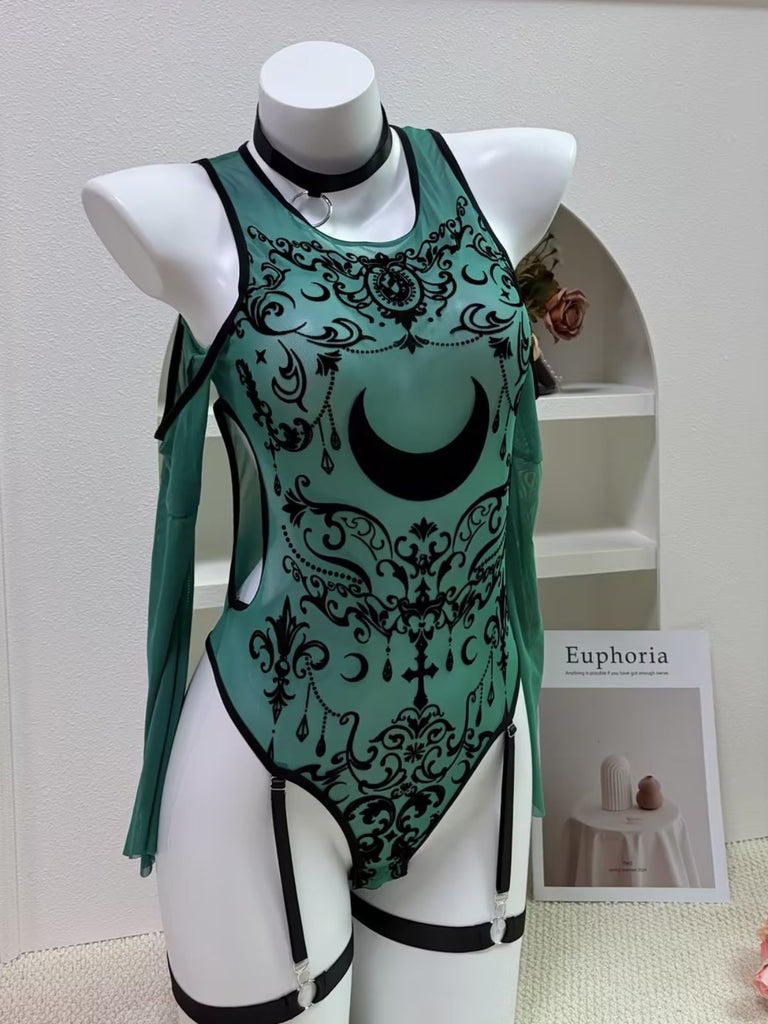 Set Lingerie Céleste Whimsigoth à Épaules Dénudées Années 1980