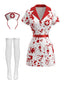 Ensemble de costume d'Halloween d'infirmière blanc éclaboussures de sang années 80