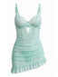 Nuisette babydoll vert menthe nœud dentelle années 80