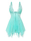 Nuisette babydoll dentelle col V et fines bretelles années 80