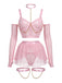 Ensemble lingerie rose en résille avec ras-de-cou et chaînes années 1980