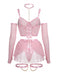 Ensemble lingerie rose en résille avec ras-de-cou et chaînes années 1980