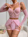 Ensemble lingerie rose en résille avec ras-de-cou et chaînes années 1980