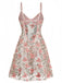 Chemise de Nuit Rose Florale Papillons Bretelles Fines Années 1940 3