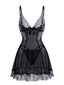 Nuisette babydoll transparente dentelle et résille fines bretelles années 1950