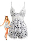 Ensemble de pyjama nuisette dentelle Motif chat d'Halloween années 50