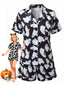 2PCS Ensemble pyjama noir short et haut motif fantômes pour Halloween années 50