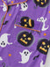 Ensemble pyjama violet d’Halloween à fantômes et citrouilles avec short années 1950
