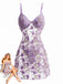 Sleepwear Lavande Filet 3D Butterfly Embroidery Slip Nightgown Années 1970