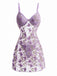 Sleepwear Lavande Filet 3D Butterfly Embroidery Slip Nightgown Années 1970