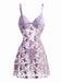 Sleepwear Lavande Filet 3D Butterfly Embroidery Slip Nightgown Années 1970