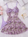 Sleepwear Lavande Filet 3D Butterfly Embroidery Slip Nightgown Années 1970
