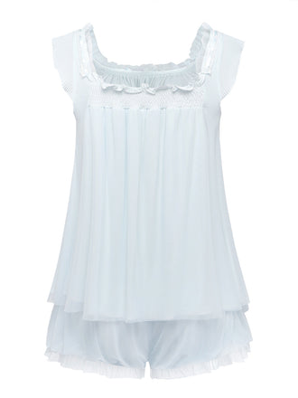 Ensemble pyjama caraco à manches flottantes et volants années 1930 - 2