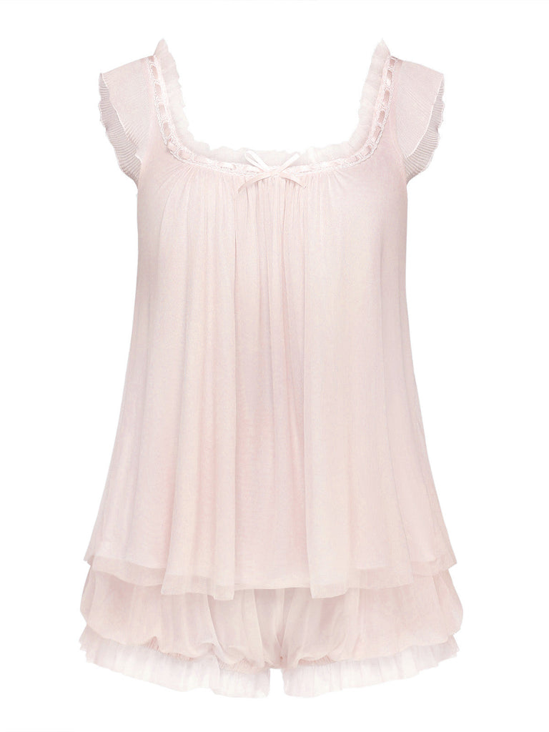 Ensemble pyjama caraco à manches flottantes et volants années 1930 - 7