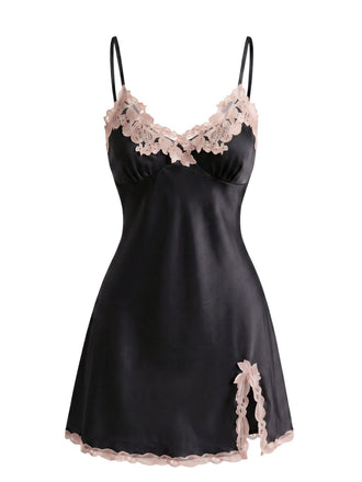 Sleepwear Satin Dentelle Trim Slip Nightgown Années 1930