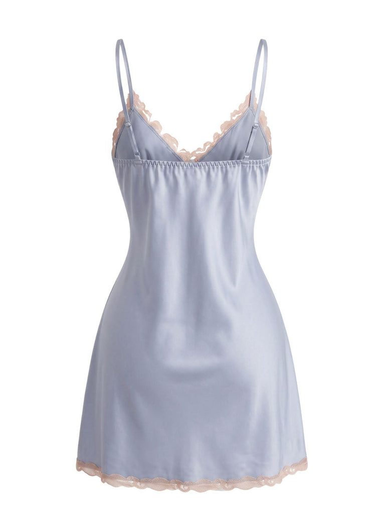 Sleepwear Satin Dentelle Trim Slip Nightgown Années 1930