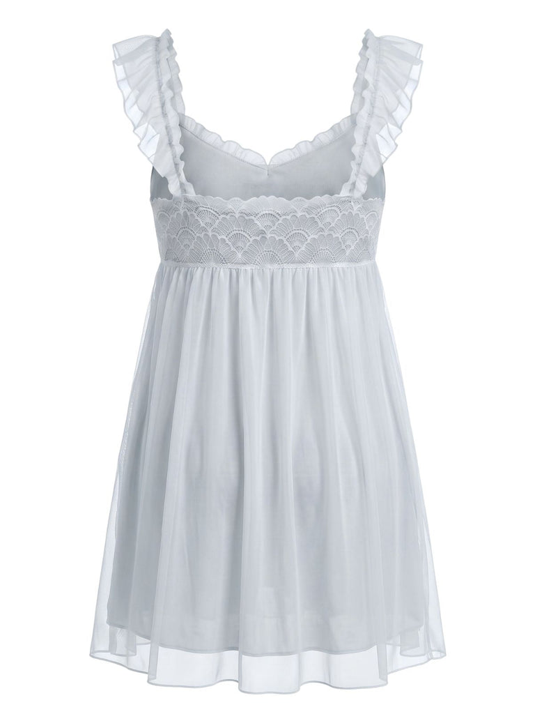 Chemise de Nuit Babydoll Mesh à Volants Nœud Années 1950 3