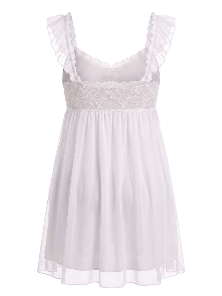 Chemise de Nuit Babydoll Mesh à Volants Nœud Années 1950 10