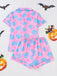 Ensemble pyjama court d’Halloween à imprimé citrouilles années 1940