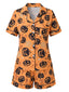 Ensemble de pyjama manches courtes motif citrouilles d'Halloween années 1940