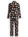 Ensemble pyjama multicolore d’Halloween à fantômes et manches longues années 1940