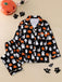 Ensemble pyjama multicolore d’Halloween à fantômes et manches longues années 1940