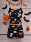 Ensemble pyjama d’Halloween à citrouilles et fantômes avec jupe superposée
