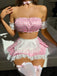 Sleepwear Vichy Strapless Dentelle Maid Lingerie Ensemble Années 1950