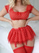 Ensemble lingerie à pois en tulle transparent et épaules dénudées Années 1950