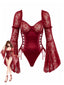 Body corset rouge en dentelle style victorien Années 1960