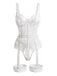 Ensemble de lingerie Teddy à fleurs, dentelle et porte-jarretelles années 1970