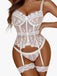 Ensemble de lingerie Teddy à fleurs, dentelle et porte-jarretelles années 1970