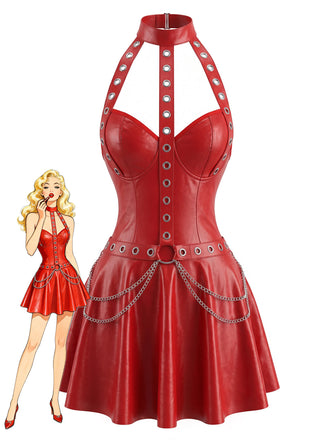 Lingerie babydoll en similicuir à œillets, chaînes et dos nu années 1950 - 1