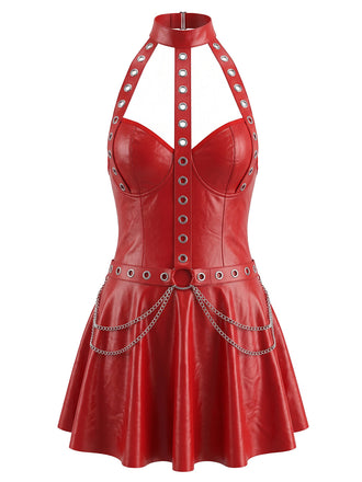 Lingerie babydoll en similicuir à œillets, chaînes et dos nu années 1950 - 2