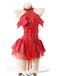 Nuisette en cuir et tulle à ailes de chauve-souris, dos nu et laçage années 1960