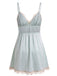 Nuisette Babydoll en satin à col V et bordure dentelle années 1950