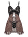 Nuisette noire en dentelle à motif léopard et col V années 1950 - 1