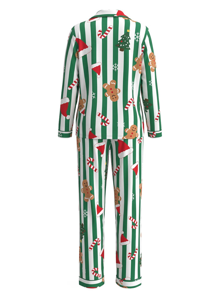 Ensemble de pyjama Noël pain d’épices rayures années 1950
