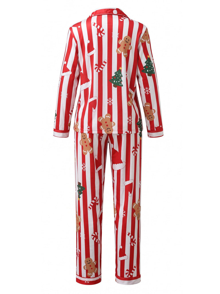 Ensemble de pyjama Noël pain d’épices rayures années 1950