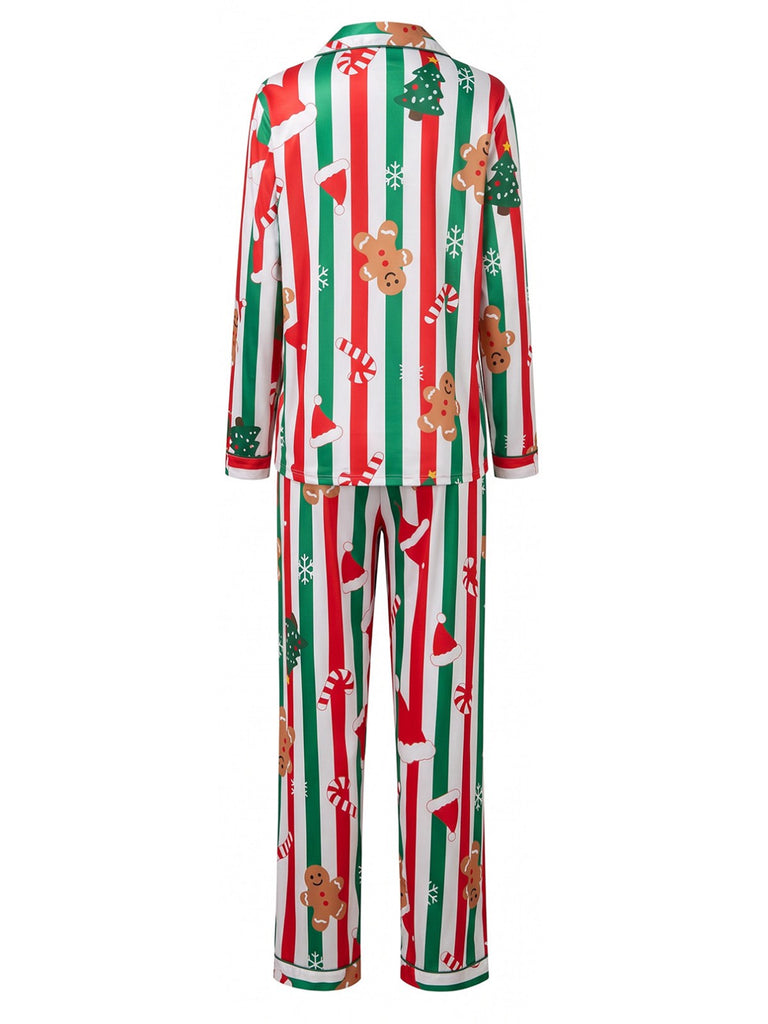 Ensemble de pyjama Noël pain d’épices rayures années 1950