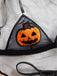 Ensemble lingerie noir d’Halloween à citrouille en peluche et tulle transparent années 1940
